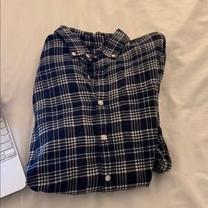 Men's Navy Blue Plaid Shirt